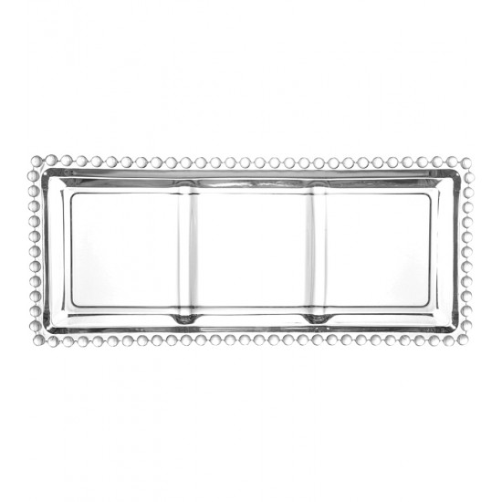 Petisqueira 29,5cm Por 12,8cm Pearl Em Cristal Ecológico Wolff Com 3 Divisões